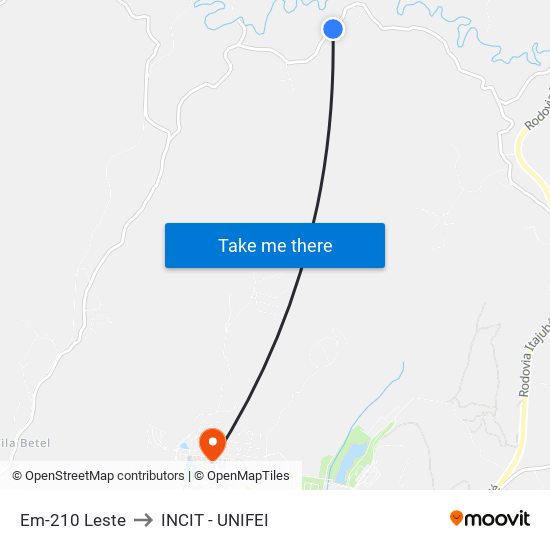 Em-210 Leste to INCIT - UNIFEI map