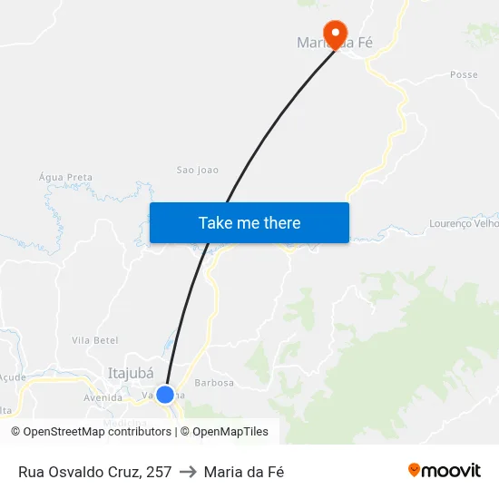 Rua Osvaldo Cruz, 257 to Maria da Fé map