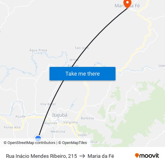 Rua Inácio Mendes Ribeiro, 215 to Maria da Fé map