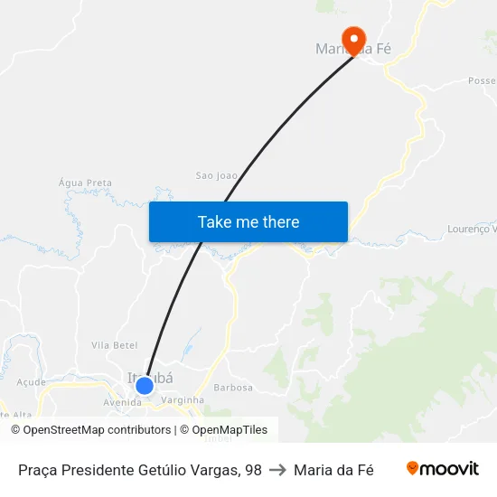 Praça Presidente Getúlio Vargas, 98 to Maria da Fé map