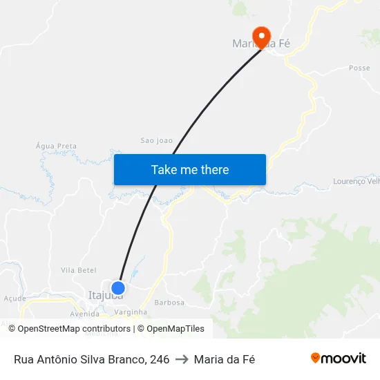 Rua Antônio Silva Branco, 246 to Maria da Fé map