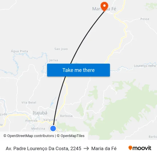 Av. Padre Lourenço Da Costa, 2245 to Maria da Fé map