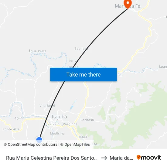 Rua Maria Celestina Pereira Dos Santos, 340 to Maria da Fé map