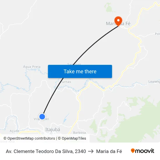 Av. Clemente Teodoro Da Silva, 2340 to Maria da Fé map