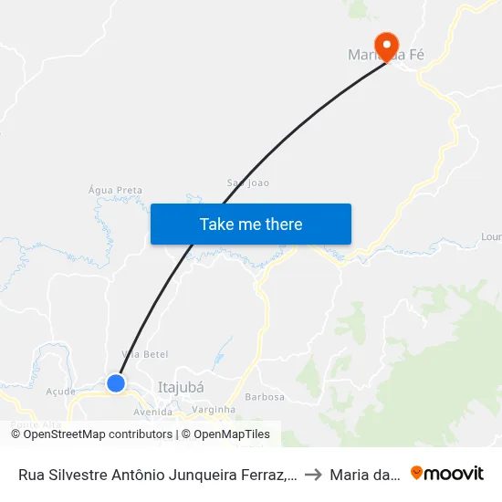 Rua Silvestre Antônio Junqueira Ferraz, 1410 to Maria da Fé map