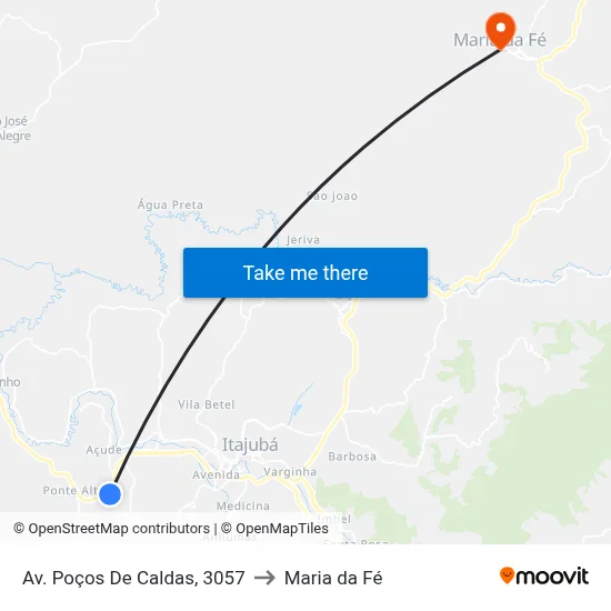 Av. Poços De Caldas, 3057 to Maria da Fé map
