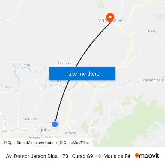 Av. Doutor Jerson Dias, 170 | Curso G9 to Maria da Fé map