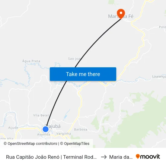 Rua Capitão João Renó | Terminal Rodoviário to Maria da Fé map