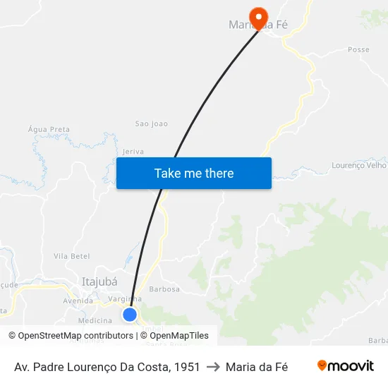 Av. Padre Lourenço Da Costa, 1951 to Maria da Fé map