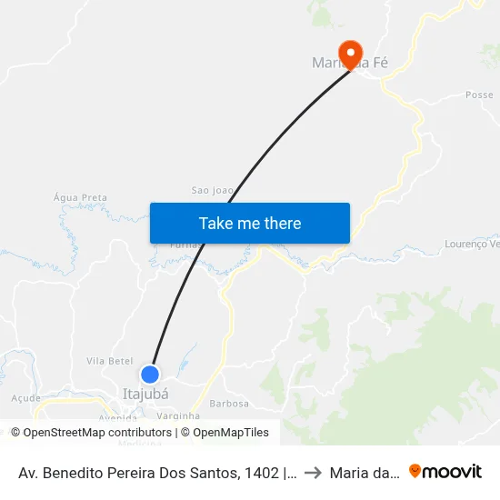 Av. Benedito Pereira Dos Santos, 1402 | Unifei to Maria da Fé map