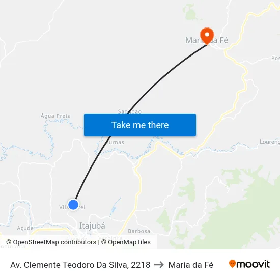 Av. Clemente Teodoro Da Silva, 2218 to Maria da Fé map