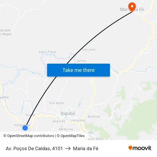 Av. Poços De Caldas, 4101 to Maria da Fé map