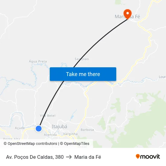 Av. Poços De Caldas, 380 to Maria da Fé map