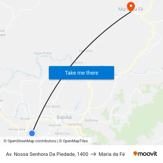 Av. Nossa Senhora Da Piedade, 1400 to Maria da Fé map