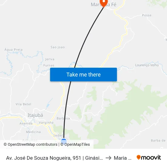 Av. José De Souza Nogueira, 951 | Ginásio Poliesportivo to Maria da Fé map