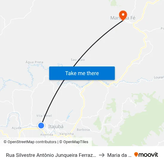 Rua Silvestre Antônio Junqueira Ferraz, 369 to Maria da Fé map