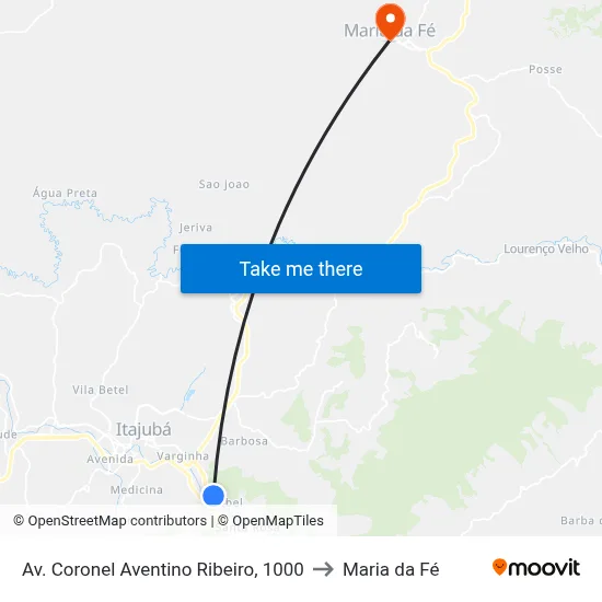 Av. Coronel Aventino Ribeiro, 1000 to Maria da Fé map
