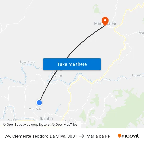 Av. Clemente Teodoro Da Silva, 3001 to Maria da Fé map