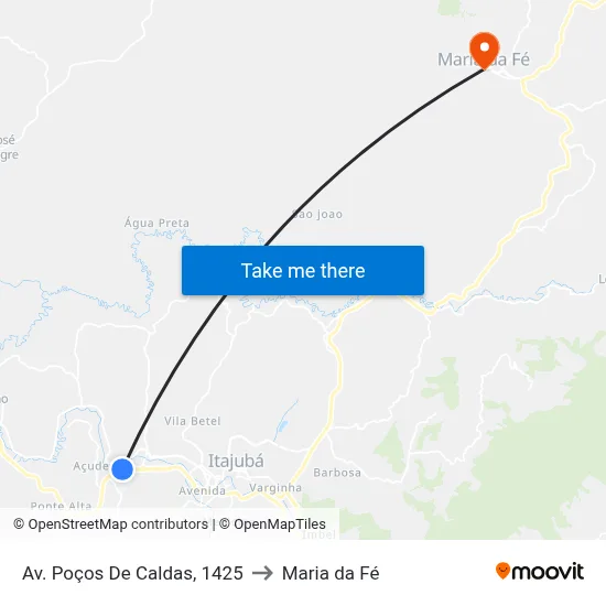 Av. Poços De Caldas, 1425 to Maria da Fé map