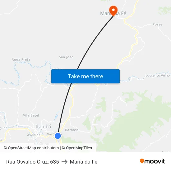 Rua Osvaldo Cruz, 635 to Maria da Fé map
