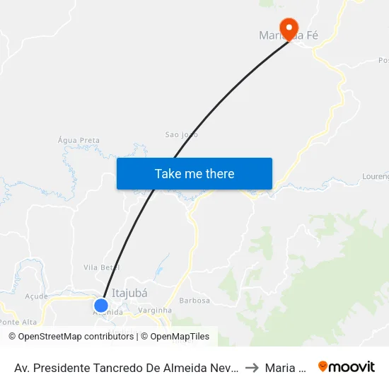 Av. Presidente Tancredo De Almeida Neves, 335 | Senac to Maria da Fé map