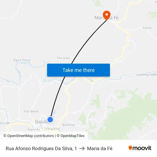 Rua Afonso Rodrigues Da Silva, 1 to Maria da Fé map