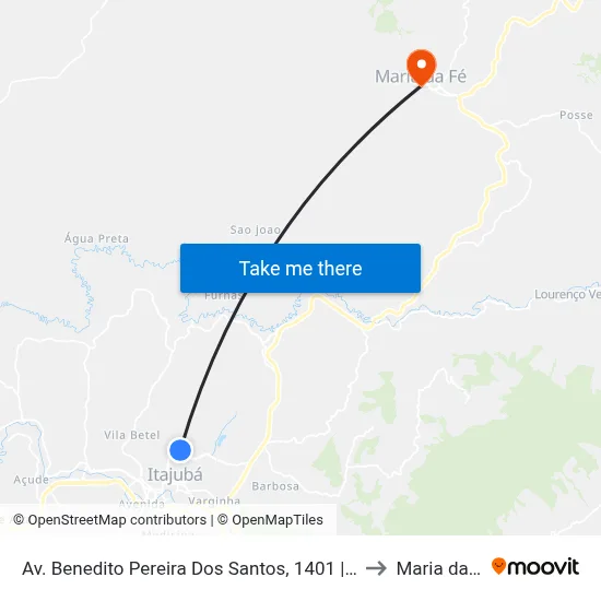 Av. Benedito Pereira Dos Santos, 1401 | Unifei to Maria da Fé map