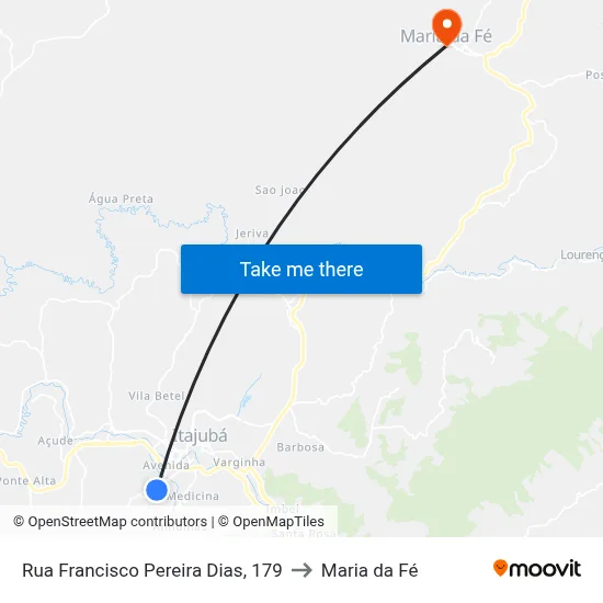 Rua Francisco Pereira Dias, 179 to Maria da Fé map