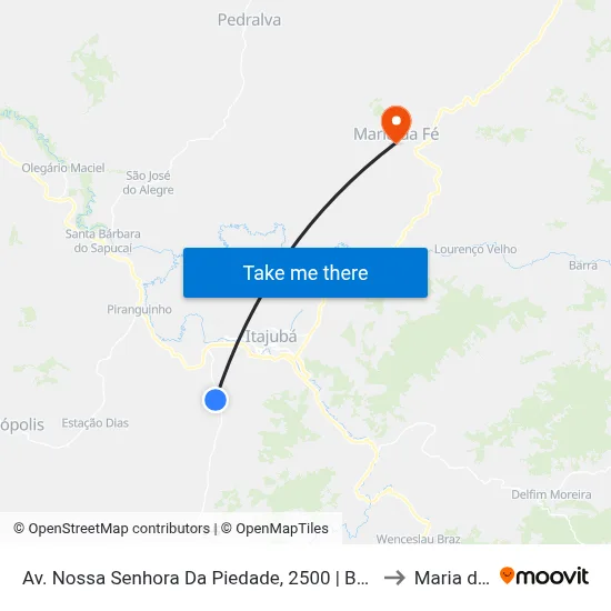 Av. Nossa Senhora Da Piedade, 2500 | Bairro Capituba to Maria da Fé map
