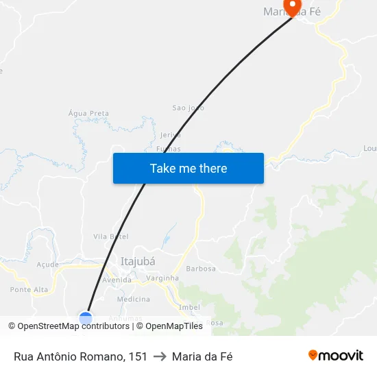 Rua Antônio Romano, 151 to Maria da Fé map