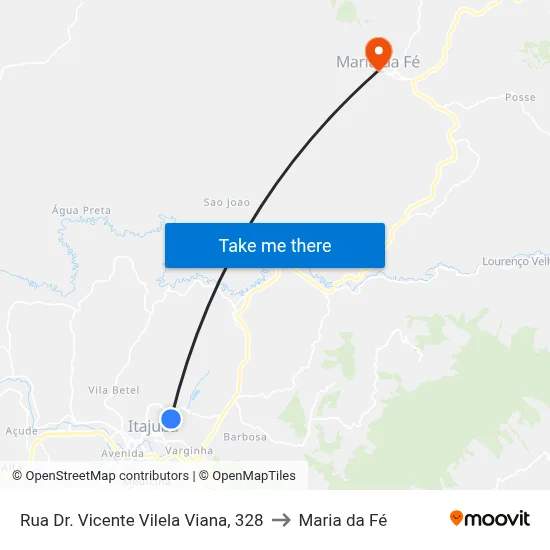 Rua Dr. Vicente Vilela Viana, 328 to Maria da Fé map