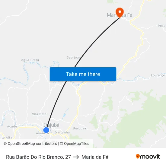 Rua Barão Do Rio Branco, 27 to Maria da Fé map