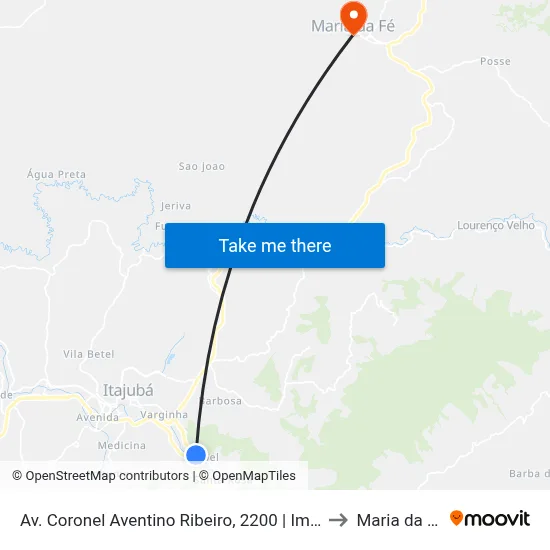 Av. Coronel Aventino Ribeiro, 2200 | Imbel to Maria da Fé map