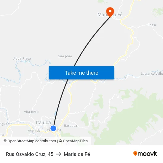Rua Osvaldo Cruz, 45 to Maria da Fé map