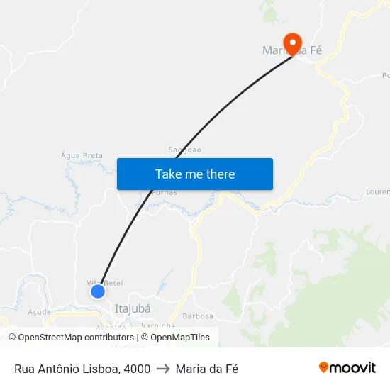 Rua Antônio Lisboa, 4000 to Maria da Fé map