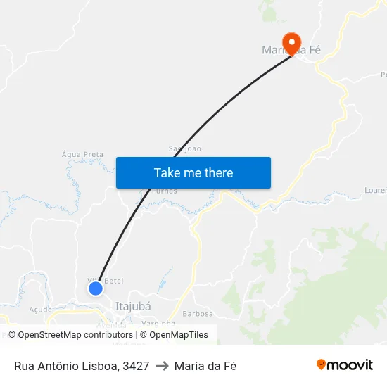 Rua Antônio Lisboa, 3427 to Maria da Fé map