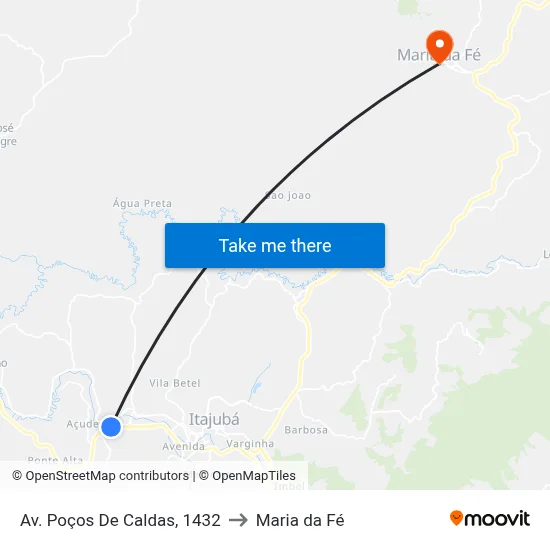 Av. Poços De Caldas, 1432 to Maria da Fé map