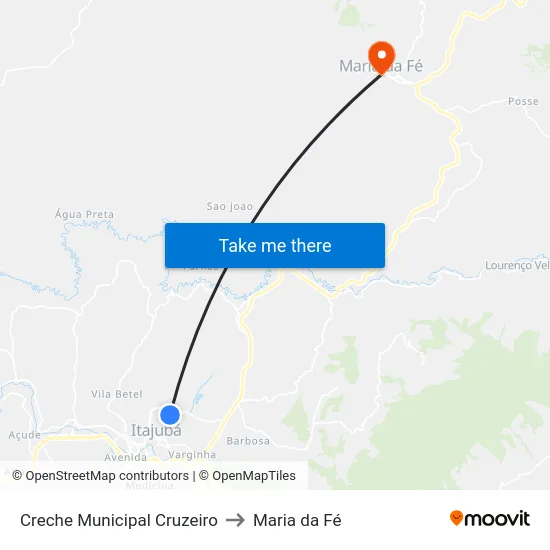 Creche Municipal Cruzeiro to Maria da Fé map