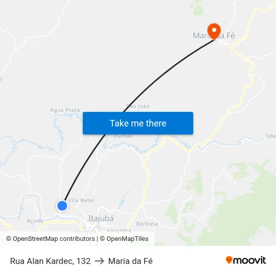 Rua Alan Kardec, 132 to Maria da Fé map