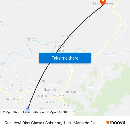 Rua José Dias Chaves Sobrinho, 1 to Maria da Fé map