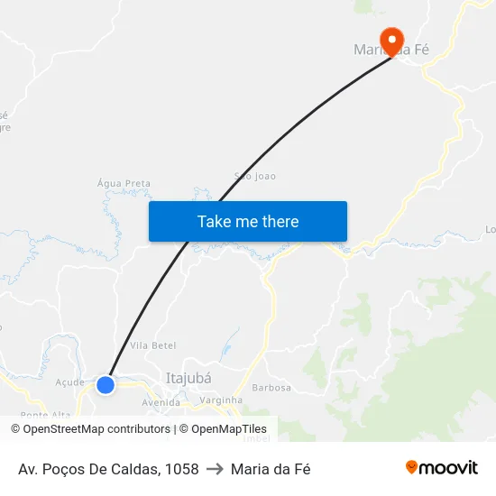 Av. Poços De Caldas, 1058 to Maria da Fé map