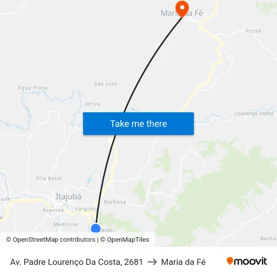 Av. Padre Lourenço Da Costa, 2681 to Maria da Fé map