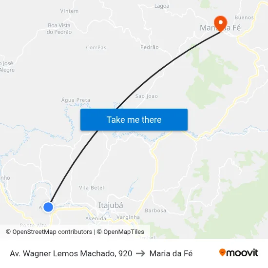 Av. Wagner Lemos Machado, 920 to Maria da Fé map