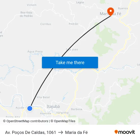 Av. Poços De Caldas, 1061 to Maria da Fé map