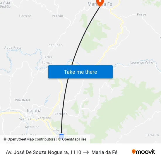 Av. José De Souza Nogueira, 1110 to Maria da Fé map