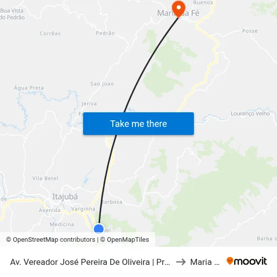 Av. Vereador José Pereira De Oliveira | Praça Dos Pioneiros to Maria da Fé map