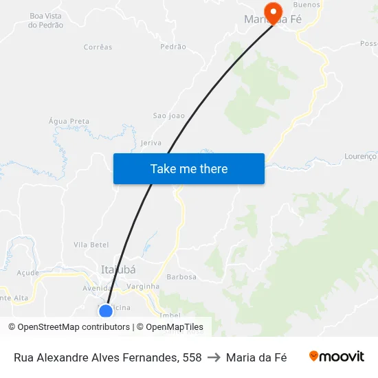 Rua Alexandre Alves Fernandes, 558 to Maria da Fé map