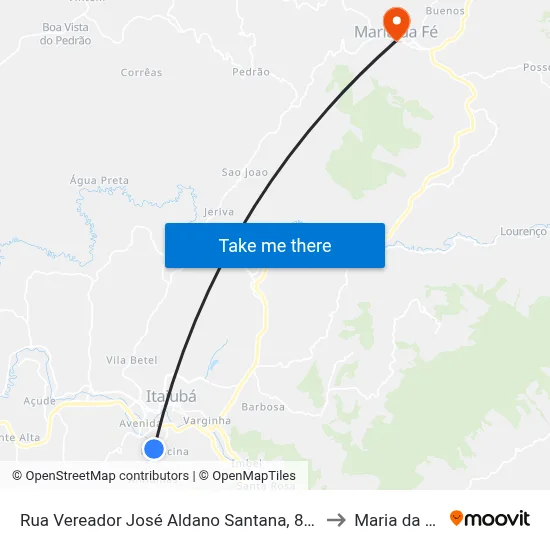 Rua Vereador José Aldano Santana, 814 to Maria da Fé map
