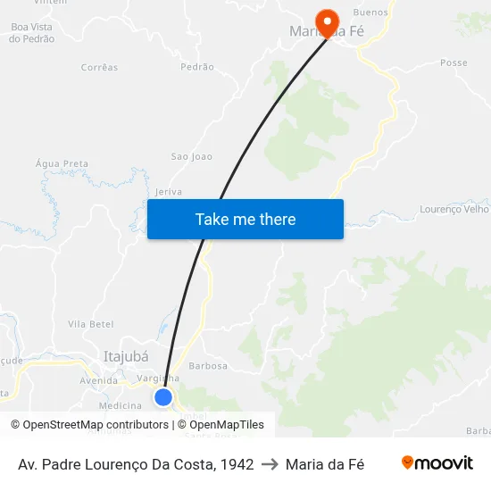 Av. Padre Lourenço Da Costa, 1942 to Maria da Fé map