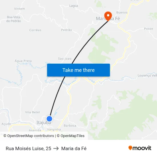 Rua Moisés Luise, 25 to Maria da Fé map